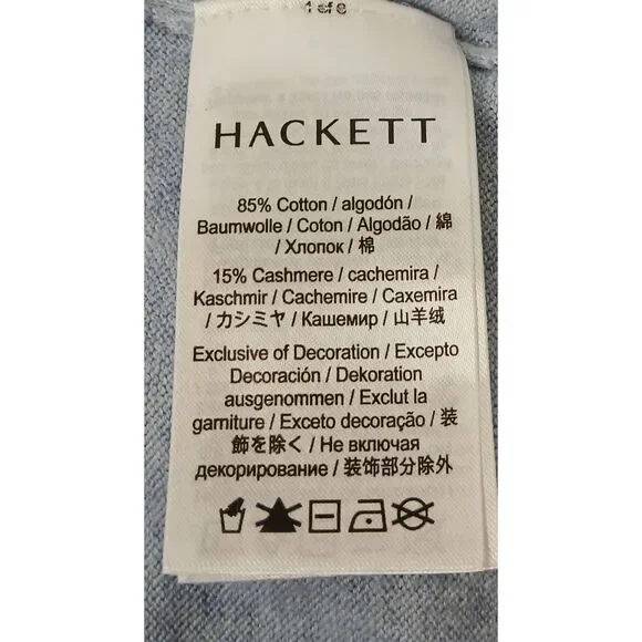 Hackett london mens large cotton cashmere sweater blue lightweight - Picture 8 of 9